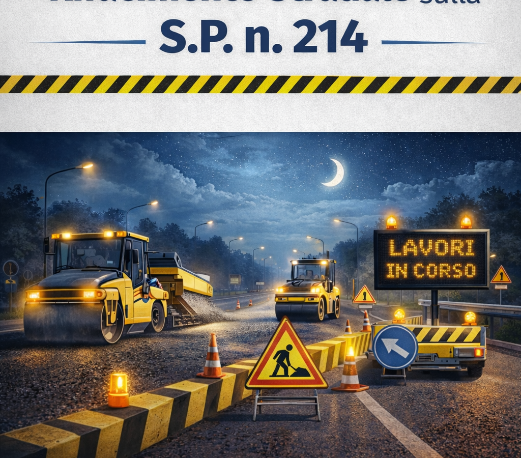 Lavori di rifacimento della pavimentazione stradale lungo la S.P. n. 214 – rotatoria al km 9+250