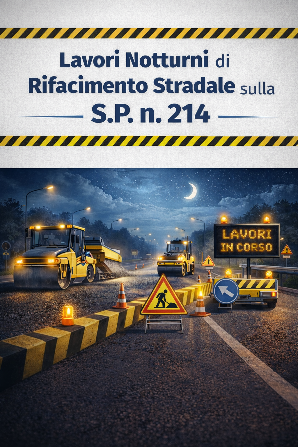 Lavori di rifacimento della pavimentazione stradale lungo la S.P. n. 214 – rotatoria al km 9+250
