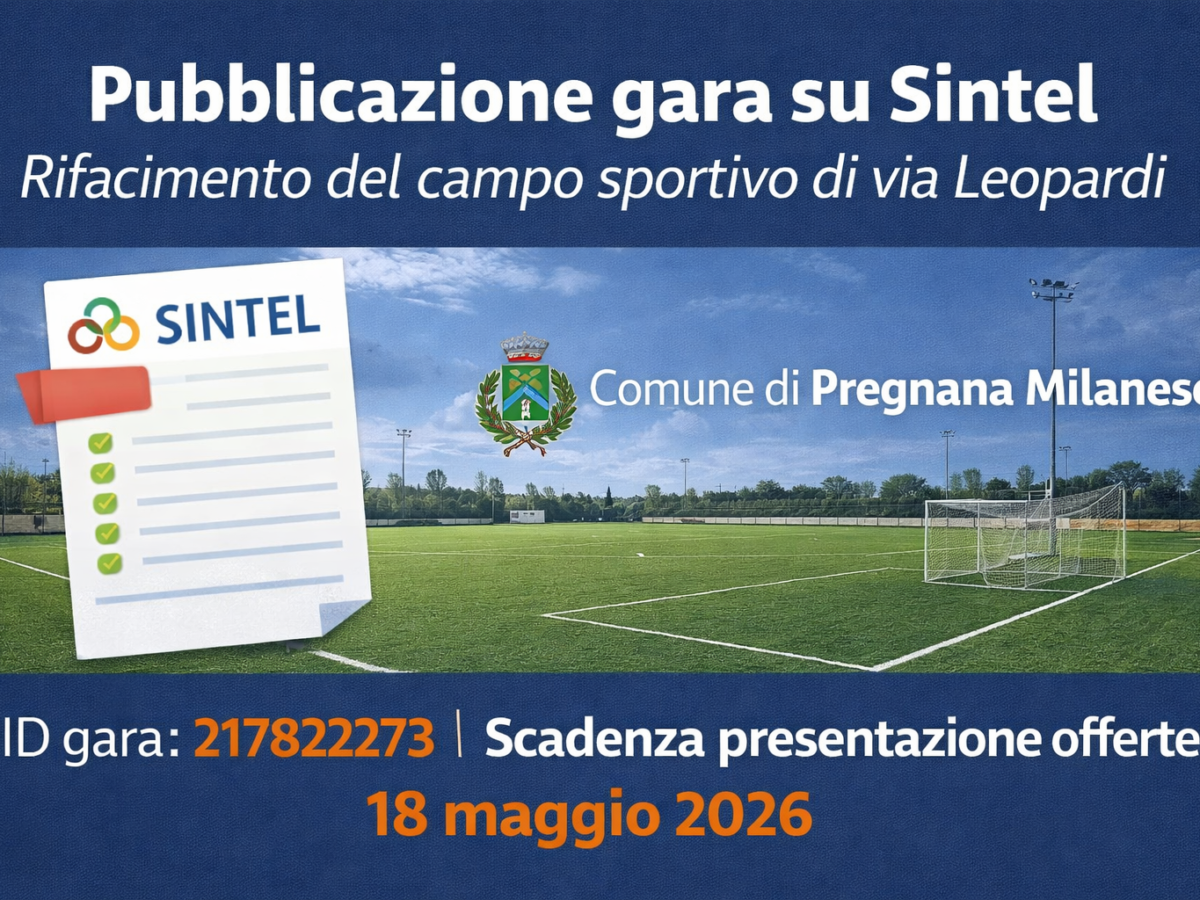 Pubblicazione gara su Sintel per il rifacimento del campo sportivo di via Leopardi